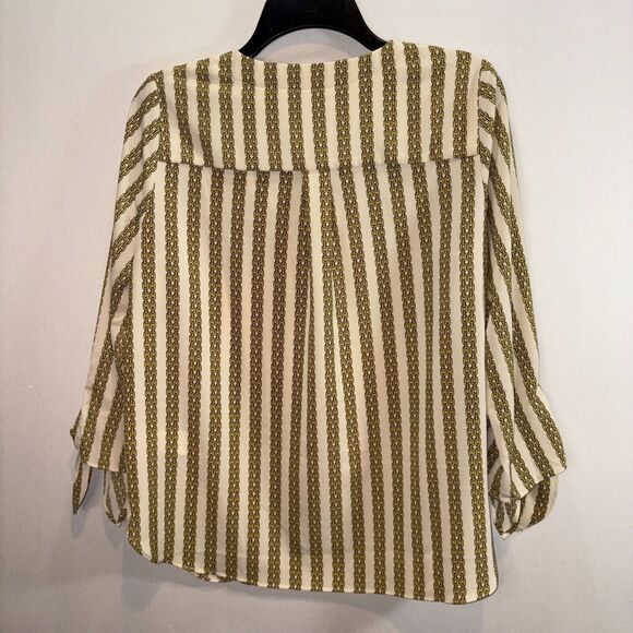 Michael Kors Long Sleeve Gold Chain Design Tunic Blouse Size Medium Quiet Luxe - Picture 2 of 4